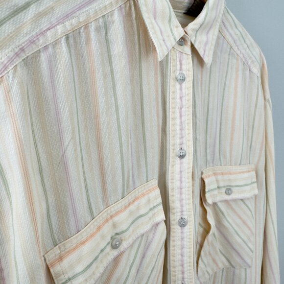 Liz Sport Pastel Striped Long Sleeve Button Down Shirt - Picture 3 of 9